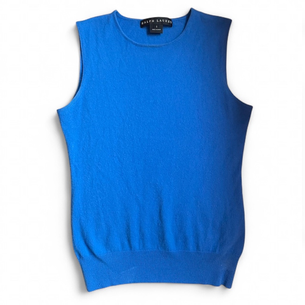 Ralph Lauren Women’s Cashmere Sleeveless Top in Cerulean Blue Size Small